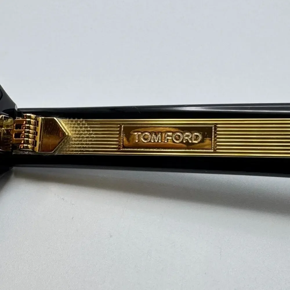 Tom Ford Sunglasses Icon FT1225 01E Black Pilot Frame Amber Lens 59-16-145 New